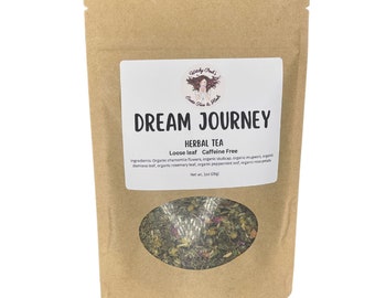 Dream Journey Loose Leaf Organic Functional Tea to Sleep and Enhance Dreaming, Caffeine Free