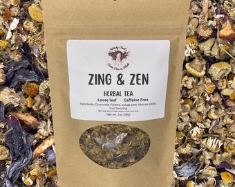 Zing & Zen Loose Leaf Citrus Flavored Chamomile Herbal Tea, Caffeine Free