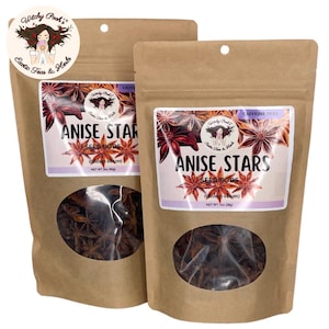 Witchy Pooh&#39;s Anise Stars Tea - Whole, Star Anise Seed Pods, Caffeine Free