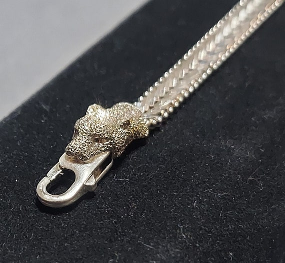 Ladies Vintage Sterling Silver Snake Bracelet - E… - image 5
