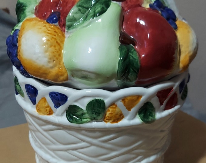 Vintage Cookie Jar Fruit Basket Style Kitchen Decor - Perfect Gift for Cookie Jar Collectors  or your Home Decor