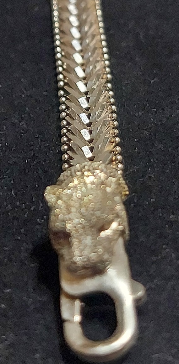Ladies Vintage Sterling Silver Snake Bracelet - E… - image 7