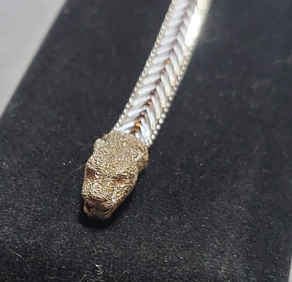 Ladies Vintage Sterling Silver Snake Bracelet - E… - image 6