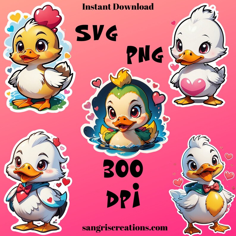 Cute Cartoon Duck SVG, PNG Digital Download, Craft Clipart, Adorable ...
