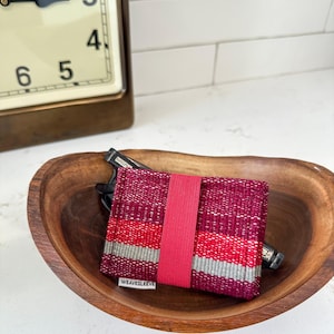 Maroon/Purple/Gray Wallet 100% Handwoven - WeaveSleeve Minimalist Card Holder