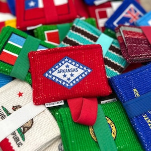 Arkansas State Flag Wallet 100% Handwoven - WeaveSleeve Minimalist Card Holder