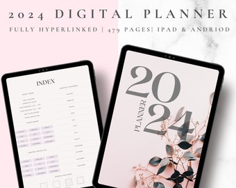 2024 Digitaler Planer, 2024 datierter Planer, 2024 Portrait Planer, Verlinkter Digitaler Planer, Good Notes und iPad Planer