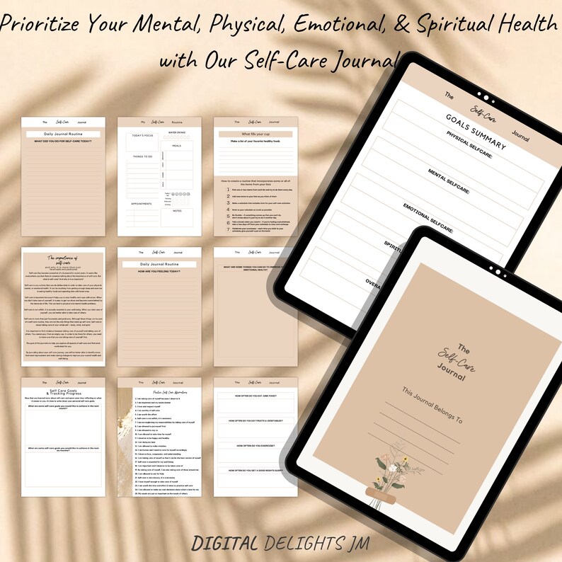 Self Care Journal Digital Journal Goodnotes Planner iPad Etsy