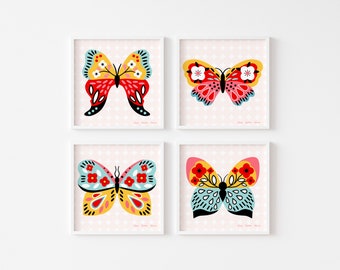 Colorful Butterflies Wall Art Set • Nursery / Girl Room Decor • Digital Download Prints