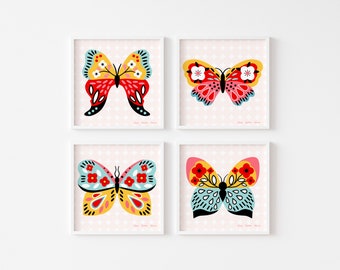 Butterflies Wall Art Set, Nursery Art, Girl Room Decor