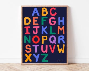 Bright Alphabet Poster for Kids – Colorful ABC Wall Art, Nursery or Playroom Decor, Educational Printable, Digital Download