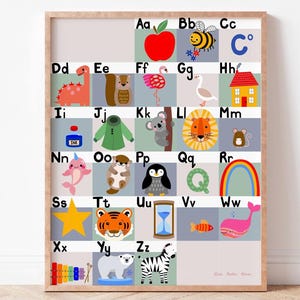 Afiche imprimible digital con el alfabeto AFRIKAANS, letras educativas para colgar en la pared, aprendizaje para niños pequeños, decoración colorida, género neutro