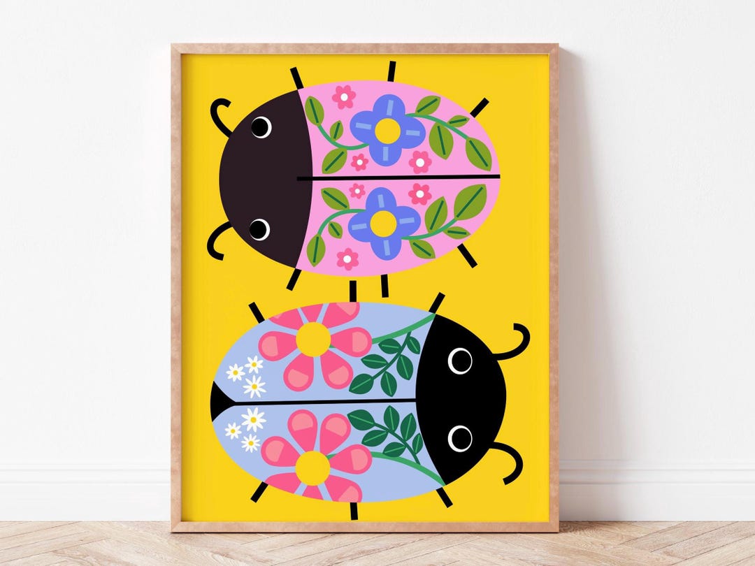Colorful Ladybug Wall Art | Kids Room Decor | Nursery Bug Print ...
