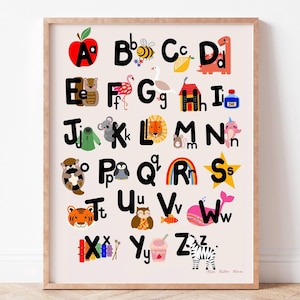 Póster imprimible digital del alfabeto holandés, letras educativas para colgar en la pared, aprendizaje para niños pequeños, decoración colorida, neutral en cuanto al género