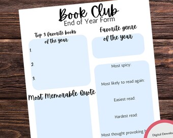 Book Club End of Year Journal