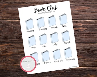 Book Club Monthly Book Tracker