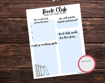 Book Club start of the year form