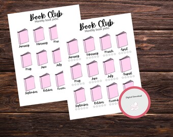 Book Club Monthly Book Tracker bundle