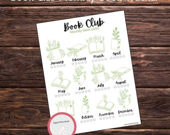Book Club Monthly Book Tracker