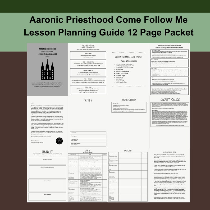 2024 Come Follow Me, Young Men Lesson Planning Guide, LDS Youth Theme