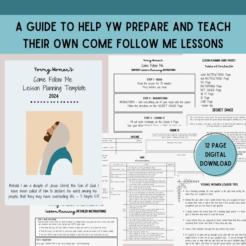2024 Come Follow Me, Young Women's Lesson Planning Guide, LDS Youth Theme 2024 Etsy