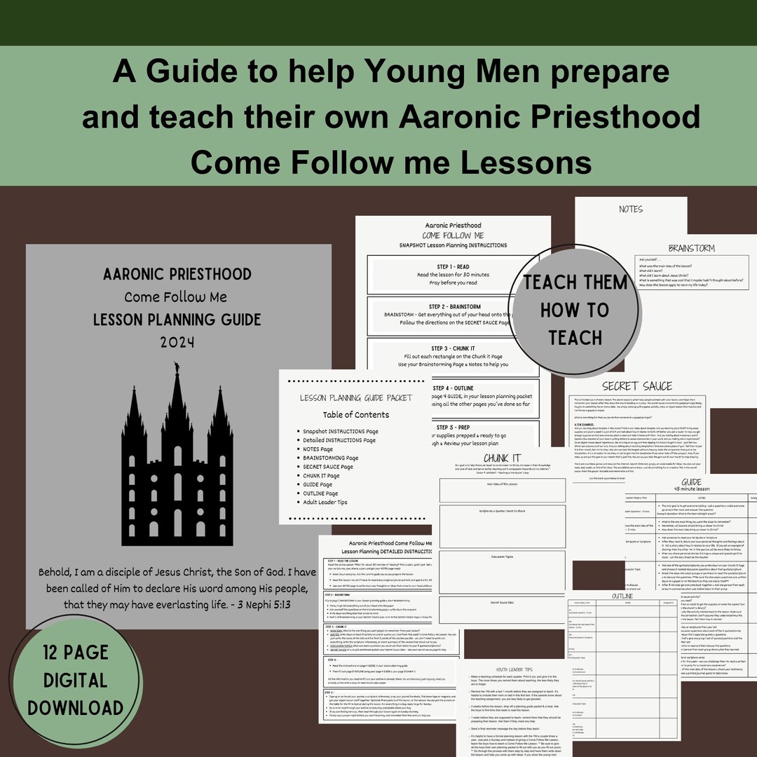 2024 Come Follow Me, Young Men Lesson Planning Guide, LDS Youth Theme