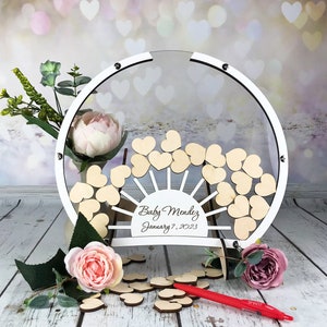 Baby shower guest book SUNNY Drop box birthday guestbook sign Baby shower frame guest book sign Cute baby shower guestbook