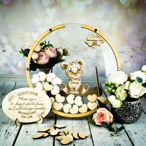 Baby Lion Cub guestbook Baby shower guestbook Drop box birthday guestbook sign Baby shower frame guestbook sign Cute baby shower guestbook