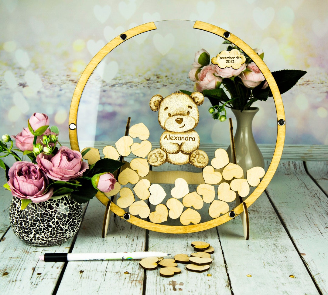 Baby Shower Guest Book Teddy Bear Baby Drop Box Birthday Guestbook Sign