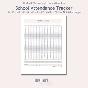 Anwesenheits-Tracker Printable & Notizen App PDF Homeschool Besuchsübersicht Homeschool Planer