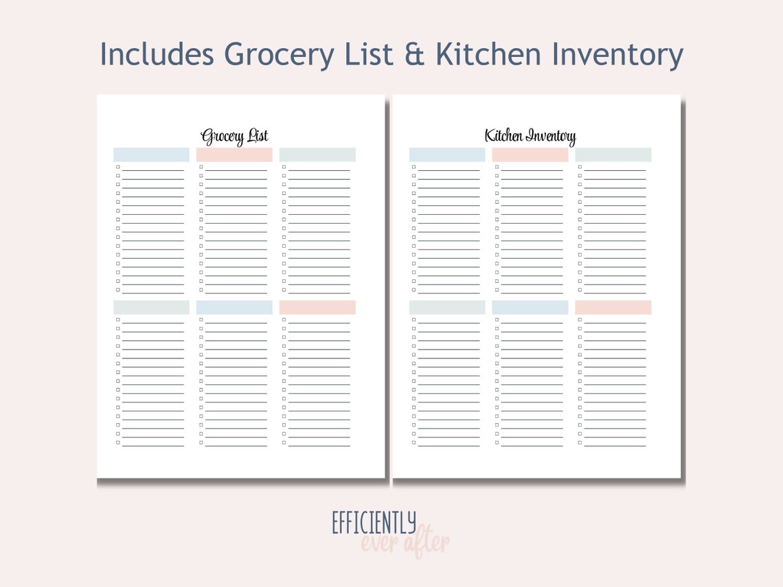 Weekly Meal Planner Printable Meal Plan Template and Grocery List ...