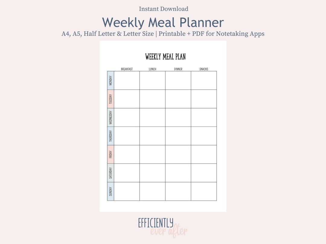 Meal Planning Printable Weekly Menu Planner Pantry Inventory Freezer ...