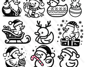 Christmas Rubber Duck Clipart - 10 designs. Rubber Duck Clipart, Duck Vector Image, Bath Duck Silhouette, Sublimation Design, Duck Cut File