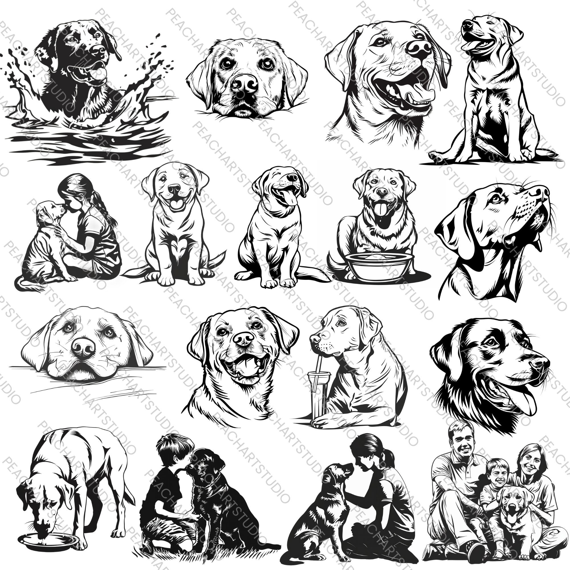 Labrador Retriever Clipart Bundle Svg - 50 Images, Dog Owner Gift for ...