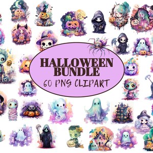 Cute Halloween Clipart, Pastel Halloween Clipart, Iridescent Halloween Clipart, Holographic Halloween, Ghosts, Bats, Spooky Cute, Pastel PNG