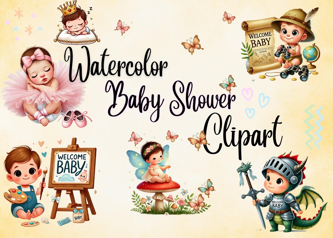Watercolor Baby Shower Clipart - Newborn Clipart Bundle - Perfect for ...