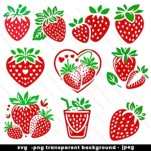 Fraise rouge Svg, Svg de fruits, fraise Clipart, fichiers de coupe fraise, vecteur de fraise, conception de fraise, fichiers Silhouette, fichier Cricut