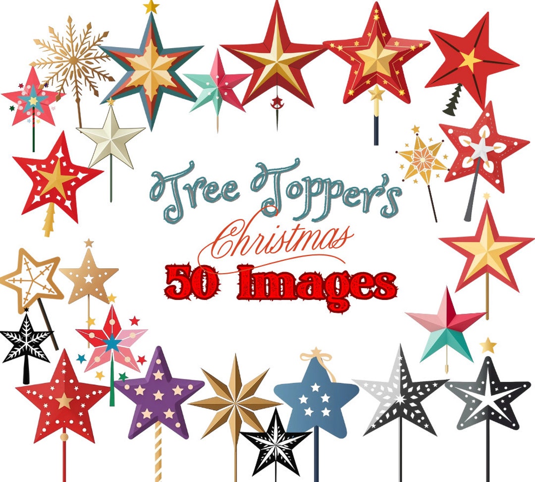 Festive Christmas Tree Topper Clipart 50 PNG & SVG Images - Etsy
