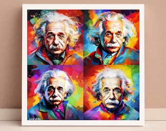 Albert Einstein Pop Art Druck, Mosaik Wanddekor (Digitale Datei)