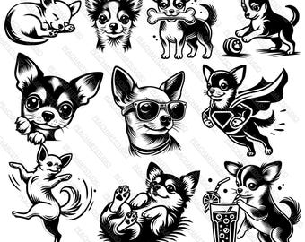 Chihuahua SVG Bundle - 10 designs. Chihuahua Mom svg, Chihuahua png, Cute Dog Clipart, Digital Download for Cricut, Pet Lover Gift