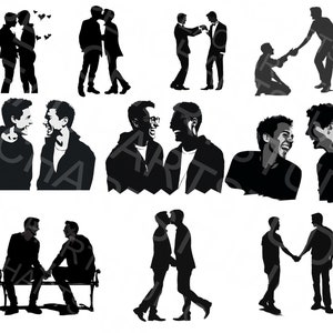 Gay Couple Silhouette Clipart Bundle, LGBTQ+ Pride (SVG, PNG) image 5
