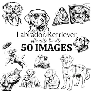 Labrador Retriever Clipart Bundle svg - 50 Bilder, Hundebesitzer Geschenk für Labrador-Liebhaber, Silhouette Hund Doodle Vektor Schnittdateien, kommerzielle Nutzung