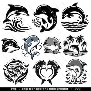 süße Delfine svg bündel - 10 Designs. süße Ozean Tiere svg, Delphin-Dateien Cricut, Ocean Szene svg, Sea Life svg, unter dem Meeressvg-bundle