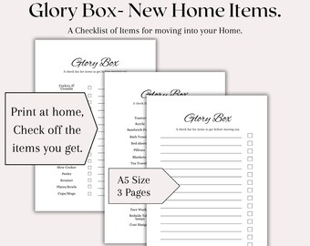New Home Essentials Checklist: Glory Box, Engagement Gifts, Moving Gift List (A5 Digital Download)