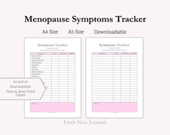 Menopause Symptoms Tracker: Printable Health Journal (A4/A5 PDF)
