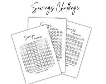 Savings Challenge Printable: Money Tracker, Savings Goal (PDF Download)