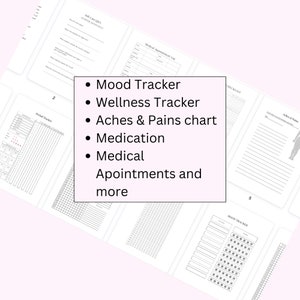 Track your menopausal symptoms with this easy to use guide, print at home PDF file. Perimenopause symptoms trackers, womans health and wellness, mood tracker, aches and pains, self care, self love, checklist, notebook
#menopause #perimenopause