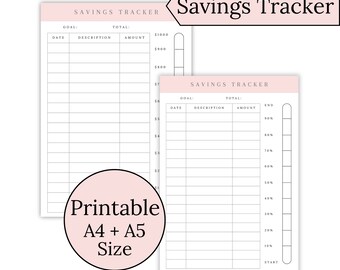 Printable Savings Tracker: Budget Goal Planner (PDF A4/A5)