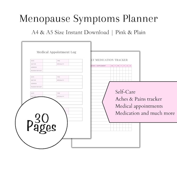 Menopause Symptoms Planner: Health & Wellness Tracker (Digital Download)
