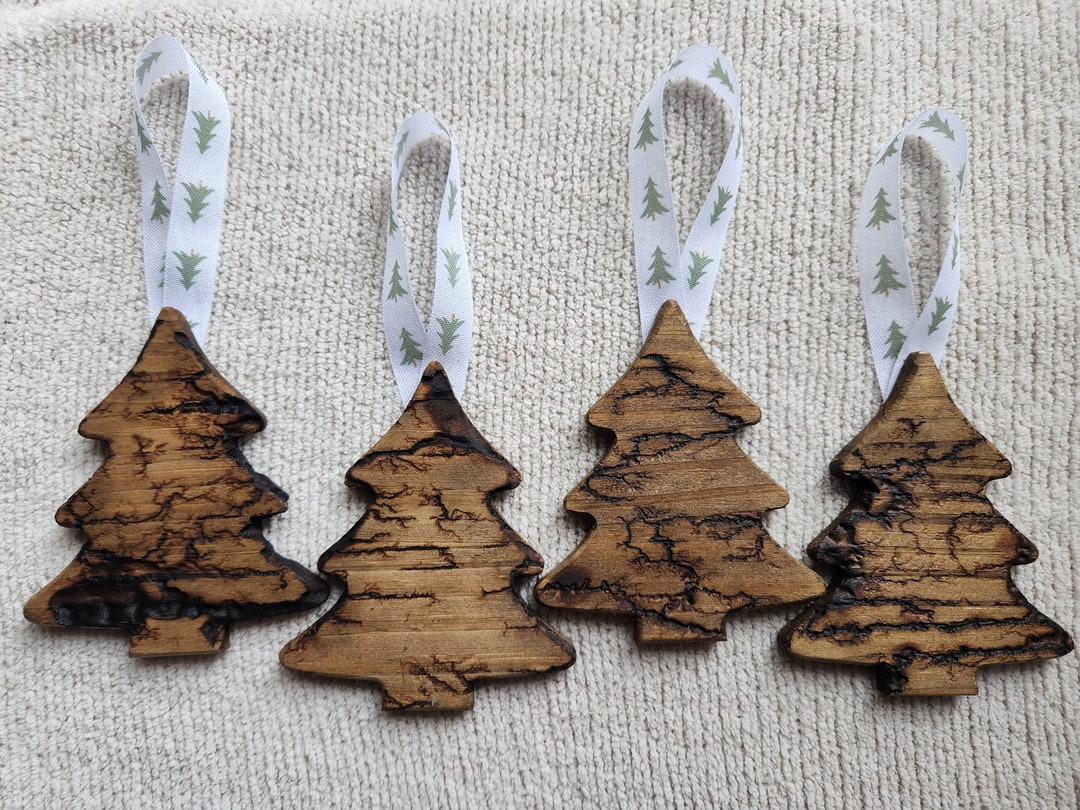 Fractal Wood Burned Christmas Tree Ornaments/4 Wood Fracked Etsy